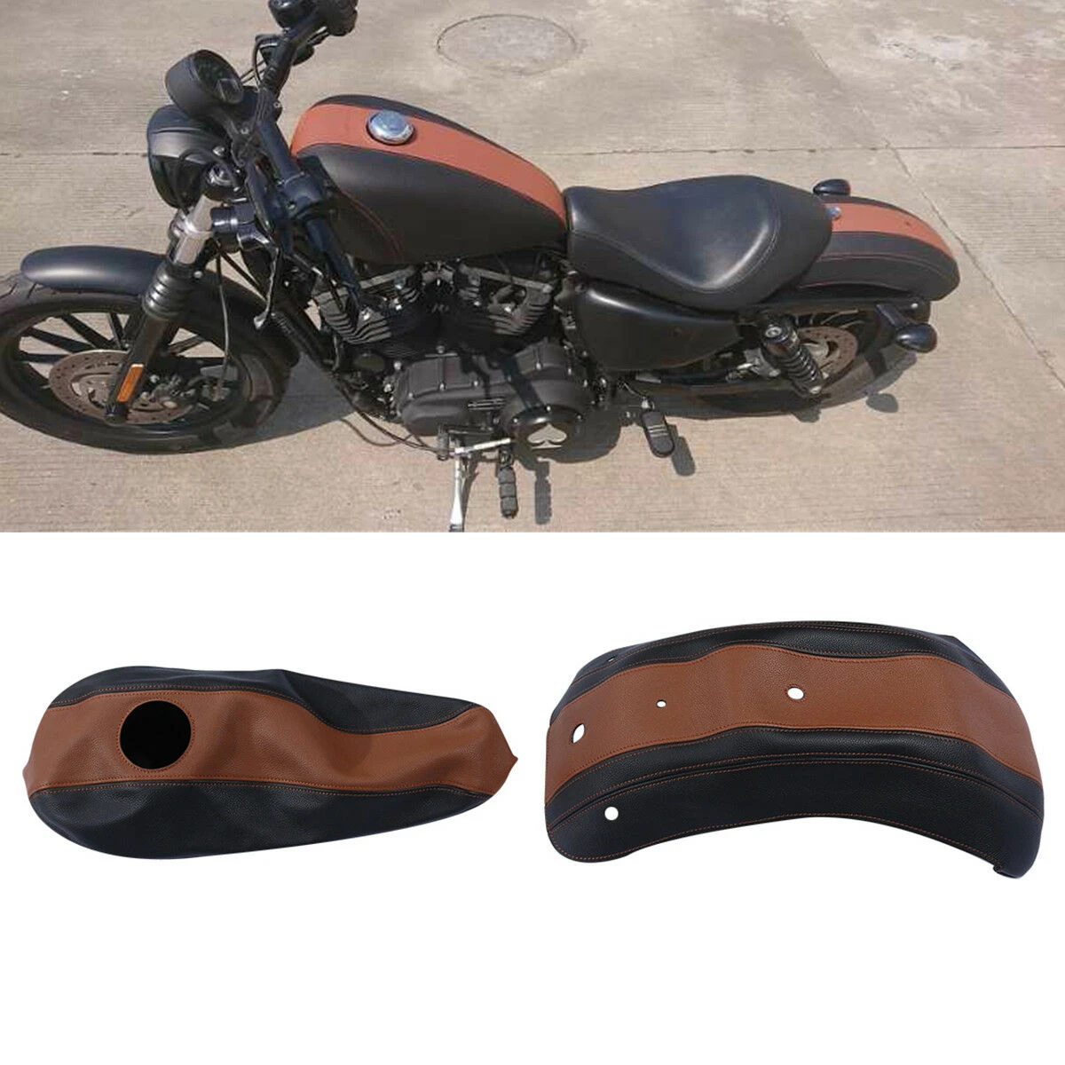 RewritestoreGas Tank レザーガスタンクカバーフェンダーの保護具はハーレースポーツスターアイロン883 Leather