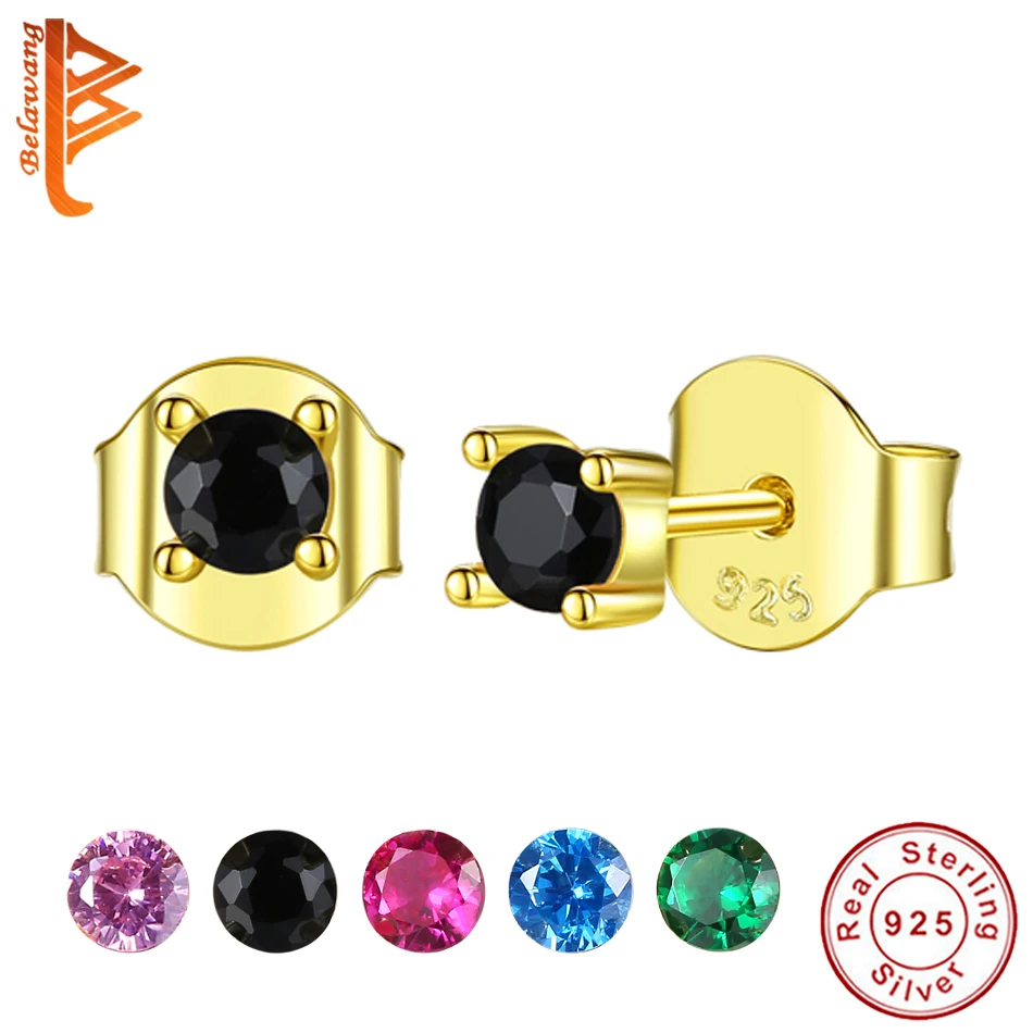 

BELAWANG Authentic 925 Sterling Silver Glittering Austrian Rhinestone Stud Earrings Fashion Earrings for Women 2019 Jewelry Gift