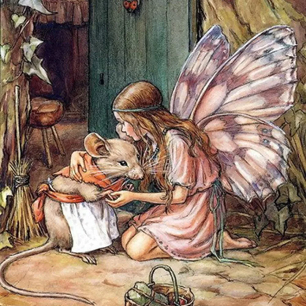 

30x40cm Personality 5D Crystal Round Diamond Embroidery DIY Resin Drill Girls Elf Painting Cross Stitch Living Room Decor Craft