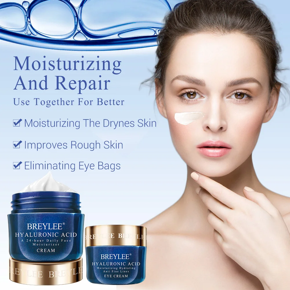 

BREYLEE Hyaluronic Acid Cream Eye Cream Set Moisturizing Hydrating Serum Cream Moisturizing Eliminating Eye Bags Skin Care