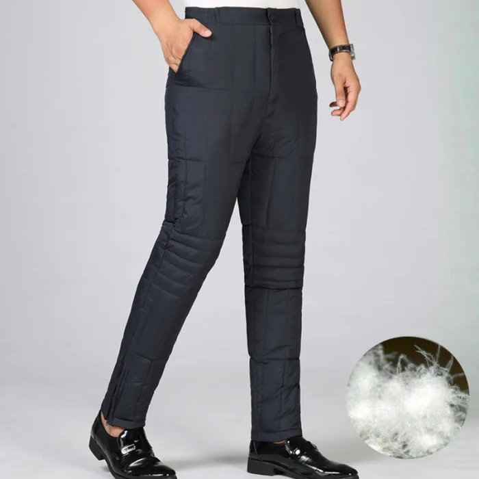 Мужские Пуховые брюки с подкладкой, стеганые теплые зимние уличные повседневные штаны NFE99
