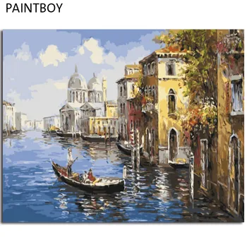 

PAINTBOY Framed Picture Painting & Calligraphy DIY Oil Painting By Numbers Kit Paint On Canvas Wall Art GX9621 40*50cm