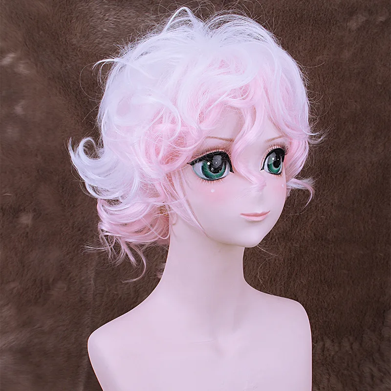 Danganronpa: триггер счастливый хаос косплей парик Komaeda Nagito Короткие вьющиеся Омбре парики синтетические волосы аниме Dangan Ronpa поддельные волосы