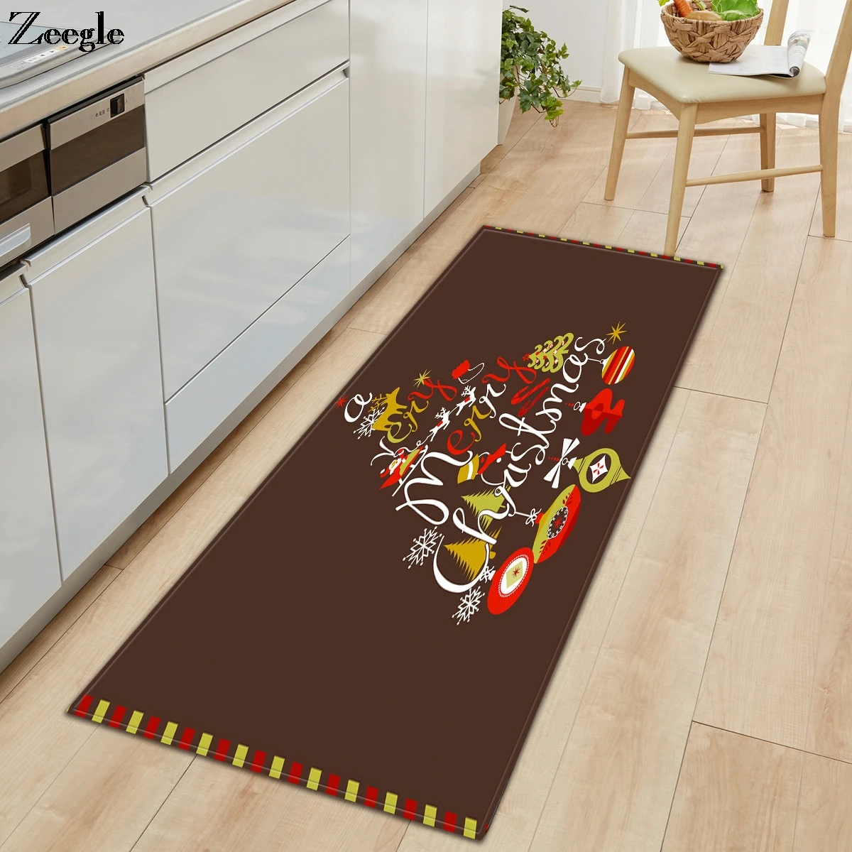 Zeegle Christmas Carpet Home Decoration Kitchen Floor Rug Door Mat Entrance Non-Slip Floor Mat Hallway Carpet Soft Bathroom Rug