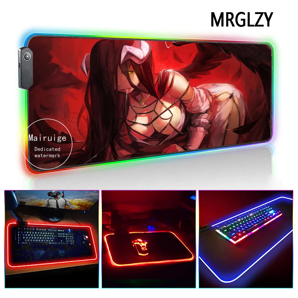 Mrglzy Albedo Hot Anime Overlord Mouse Pad Led Light Rgb Gamer Sexy Busty  Girl Desk Mat Gaming Accessories For Laptop Keyboard - Mouse Pads -  AliExpress