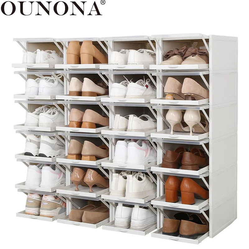 

OUNONA 3 pcs Shoes Storage Box Transparent Plastic Shoe Holder Durable Shoebox Home Office Table Storage Box for Girls
