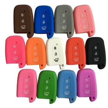 

For Hyundai Solaris Equus Genesis Veloster Tucson Santa Fe Genesis Sonata I30 IX35 Flip Key Cover Cap Silica Gel Case For Keys