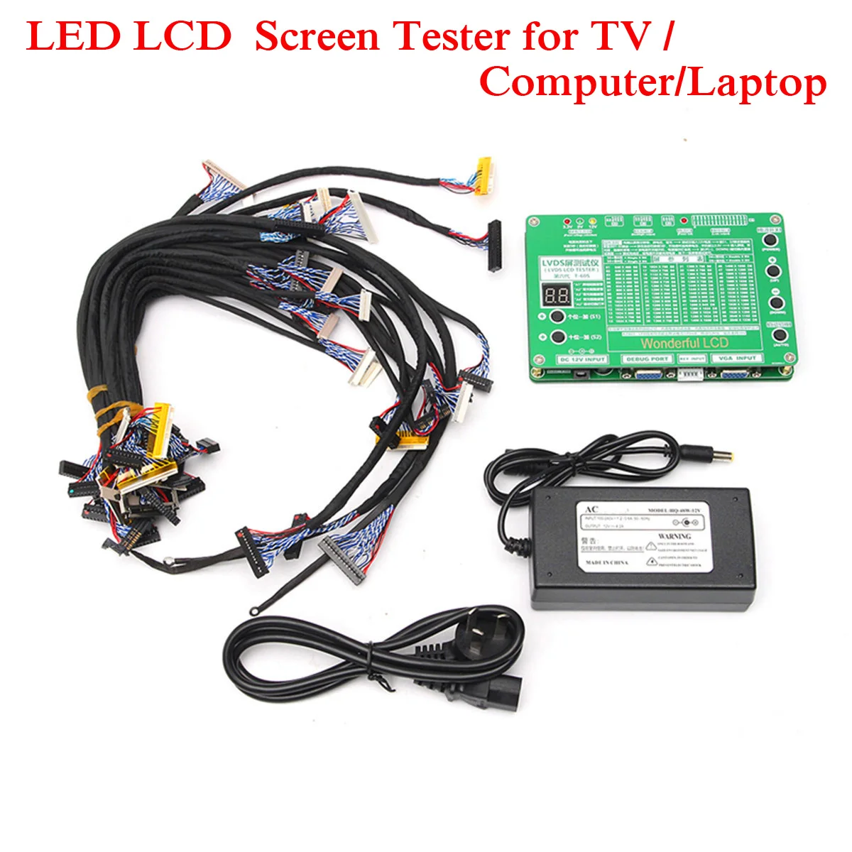 

Panel Test Tool LED LCD LVDS Screen Tester for TV/Computer/Laptop Repair Inverter Built-in 100 Kind of Resolution Test Procedure