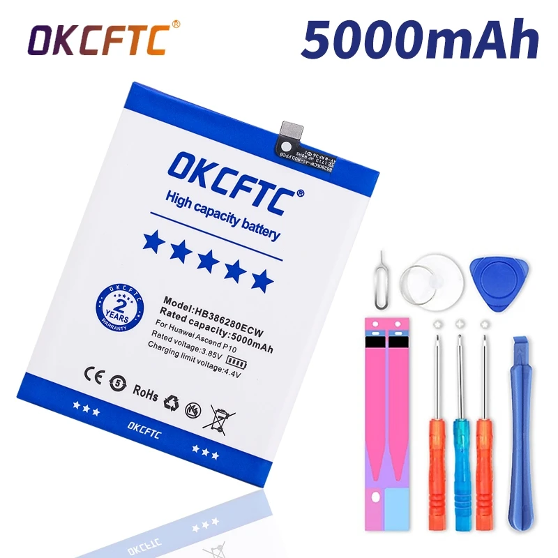 OKCFTC Original Replacement Phone Battery 5000mAh HB386280ECW For Huawei Ascend P10 Honor 9 Honor9 Batteria | Мобильные телефоны и