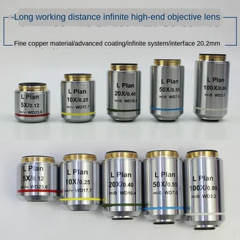 

5X 10X 20X 50X 100X Infinity Microscope Objective Lens Achromatic Long Working Distance Metallographic Microscope parts 20.2MM