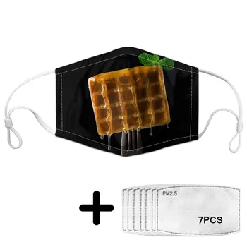 

Delicious Waffles with Honey Print Dust Filter Mask Non-disposable Soft and Stretchy Mouth Mask PM2.5 Filter Anti-Dust for Kids