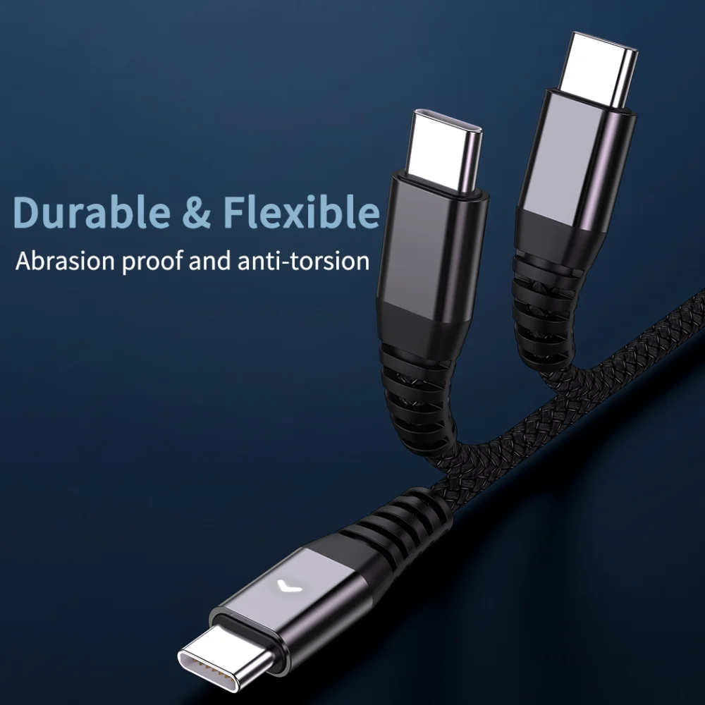 60W Type C To USB Type C Cable PD Fast Charging Data Wire For Samsung S20 Xiaomi QC4.0 Macbook Pro