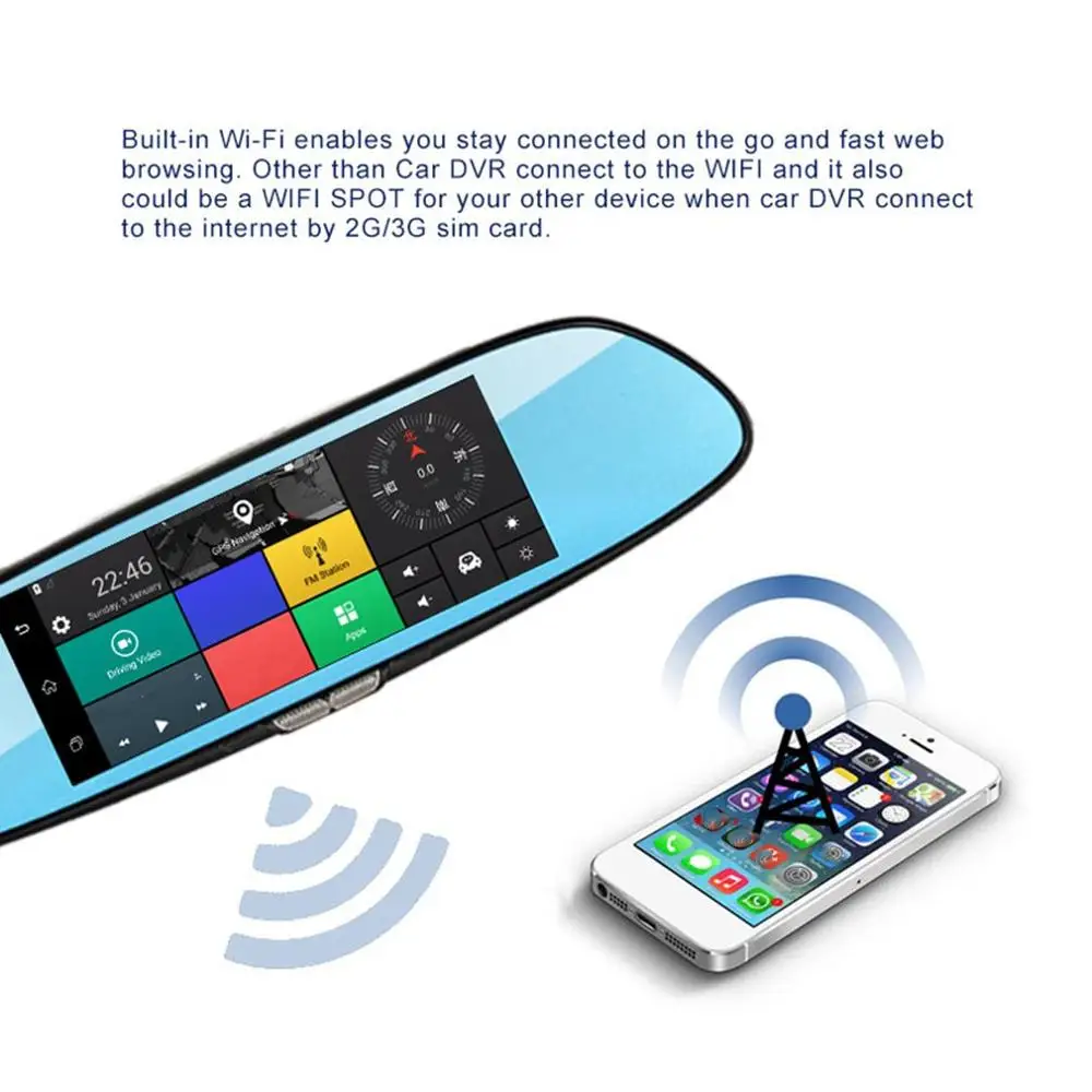 3G Streaming Media Wifi Driving Recorder 7 Inch Smart Rearview Mirror HD Android Navigation Electronic Dog