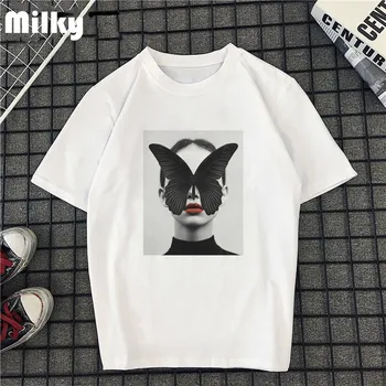 

Butterfly Girl Tumblr Women Summer T Shirt Harajuku Short Sleeve Female T-shirts Top 2020 Streetwear Photography Vogue korean