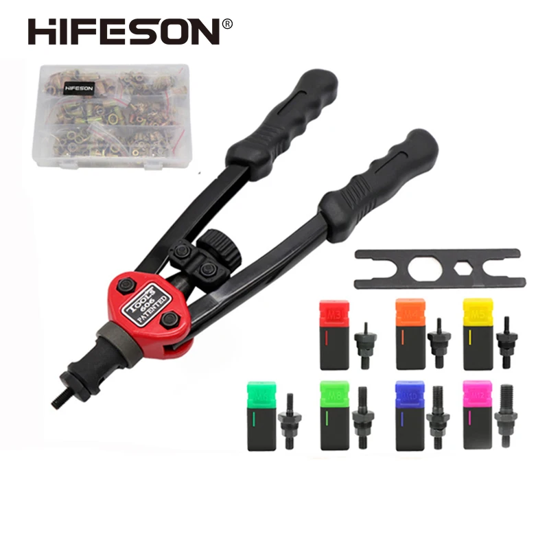 Hand Threaded Rivet Nut Gun 70/95/300PCS Nuts Insert Manual Riveter Rivnut Tool for M3 M4 M5 M6 M8 M10 M12 Nut