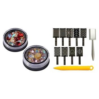 

11Pcs Nail Art Tool net Pen for DIY ic 3D netic Cats Eyes & 2 Box 3D Nail Jewelry Crystal Glass Decoration