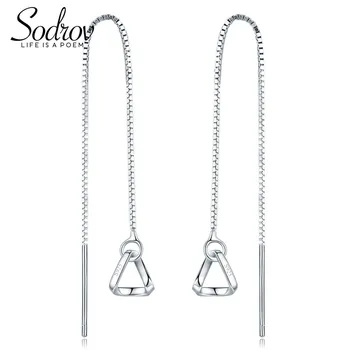 

Sodrov Tassel Eardrops 925 Sterling Silver Simple earring Women's Triangle High 925 Fashion Jewelry
