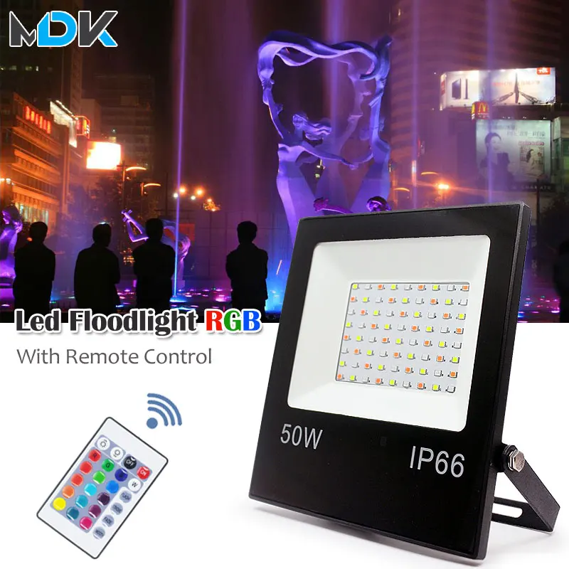 RGB Светодиодный прожектор IP66 50 Вт 30 10 SMD 2835 с отражателем и пультом дистанционного
