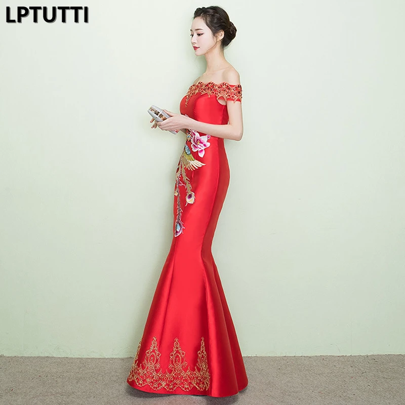 LPTUTTI вышивка cheongsam для женщин Элегантный Дата Церемония вечернее платье для выпускного вечера Формальные торжественные мероприятия Роскошные Длинные вечерние платья
