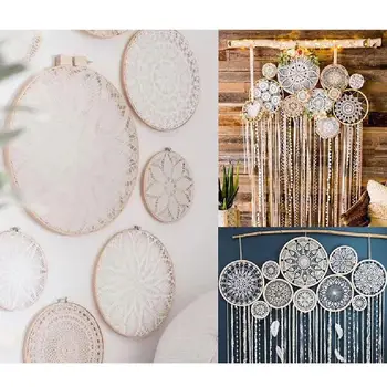 

Wreath Rings 12.5/15/20/26cm Diy Wedding Props Dreamcatcher Ring Creative Wooden Bamboo Xmas Ornament Hanging