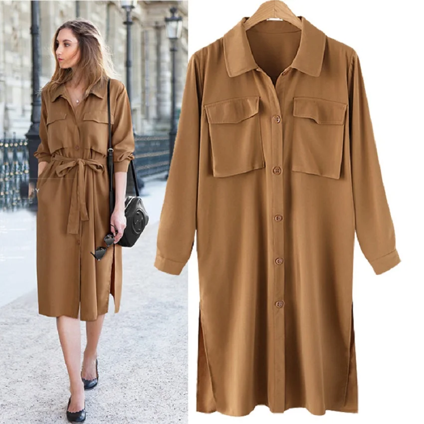 

Large Size Dress Autumn Winter Women's Clothing Casual Loose Covering The Meat Belt In The Long Style Long Sleeve Women Dress