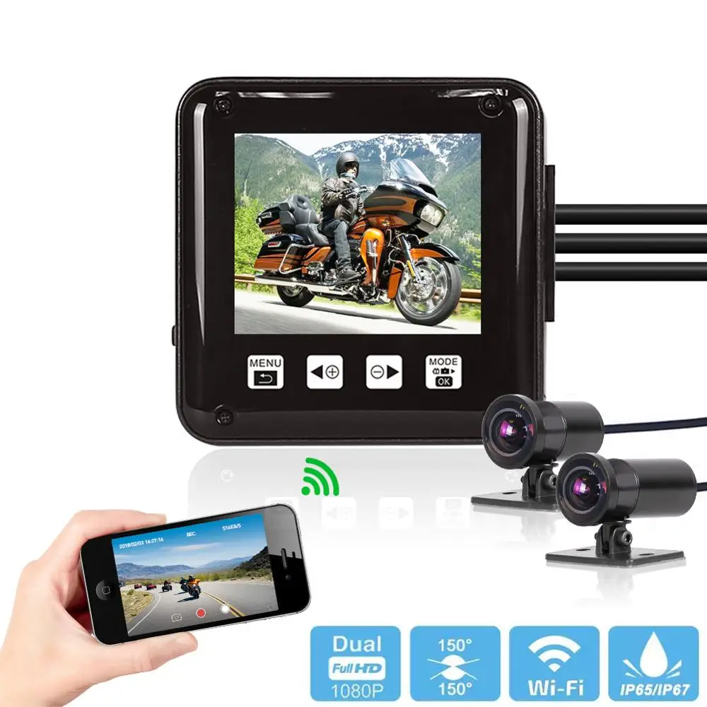Vsys Full Body Waterproof Motorcycle Camera Recorder Wifi Dual 1080p