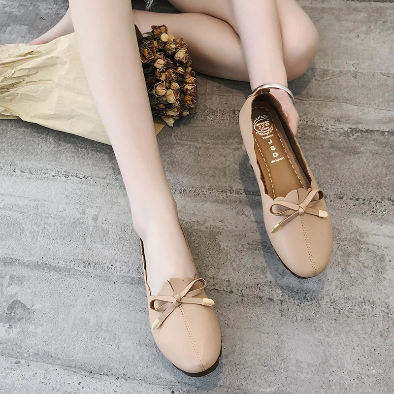 

2018 New Style Bow Ballet Flat Top Shoes Women's Tods Casual Shoes Spring Shoes Pregnant Women Mom's Comfortable Shallow Mouth S