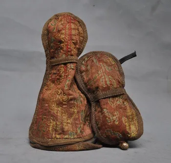 

wedding decoration 7"Old Tibet Bronze Mahakala Buddha Head Faqi Dorje Vajra Bell & Holder Box Set