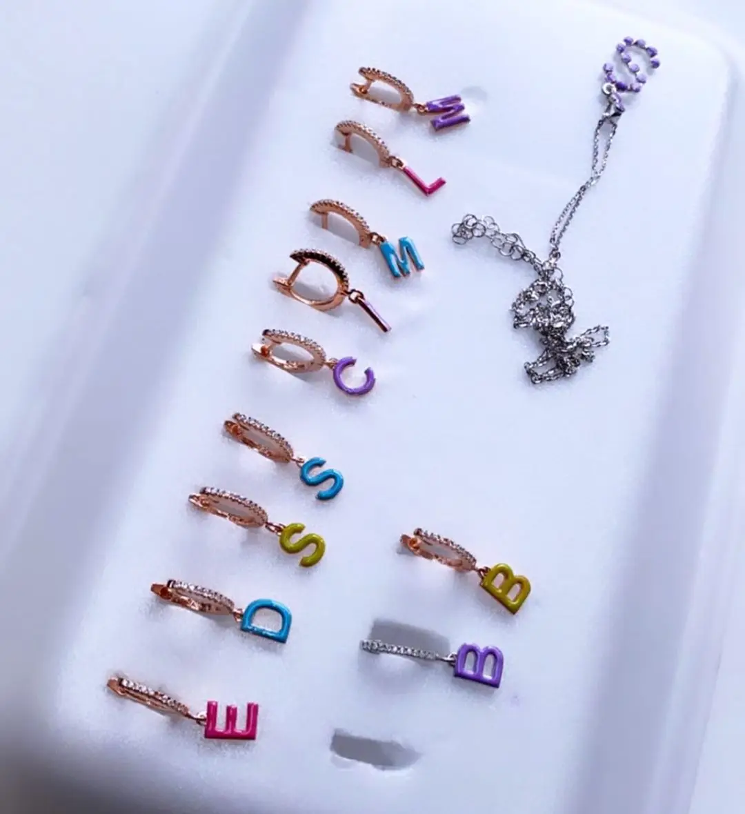 Single Letter Drop Ear Cuff hoop Earring for Women's Jewelry Accessories enamel colorful Name dangle Piercing | Украшения и