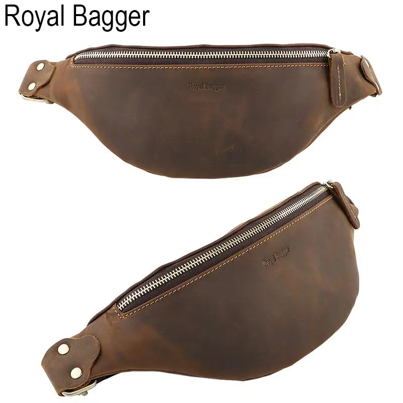 Coffee Royal Bagger, мужская сумка на плечо, грудь, поясная сумка для мужчин, повседневная, натуральная коровья кожа, Crazy Horse, кожа, слинг, уличные спортивные сумки - Цвет: Coffee