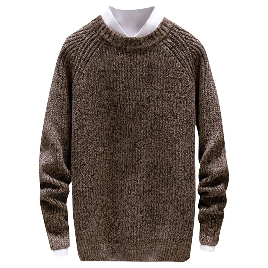 Winter New Arrivals Thick Warm Sweaters O-Neck Wool Sweater Men Brand Clothing Knitted Pullover Men m-2xl - Цвет: Coffee