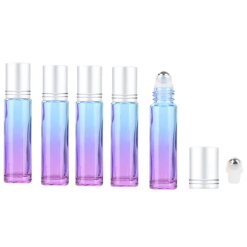 

Gradient Ball Bottle 5Pcs 10Ml　Gradient Color Thick Glass Roll On Essential Oil Empty Parfum Bottles Roller Ball Travel Use Nece