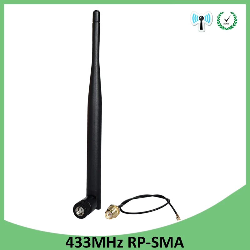 EOTH 10pcs 433mhz antenna 5dbi sma male female lora antene iot module lorawan signal receiver ipex1 SMA male pigtail Extension