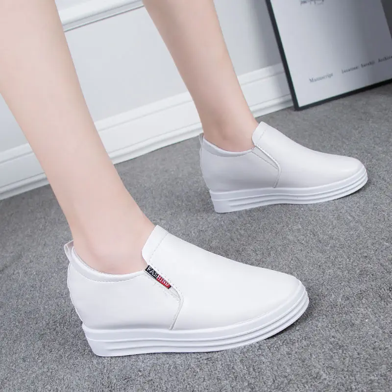 

Mesh Shoes Korean-style New Style Thick Bottomed Elevator Canvas Shoes Students Versatile Slip-on Shoes White Breathable WOMEN'S