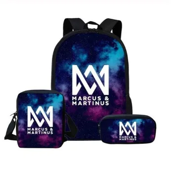 

Fashion Backpack Teenager Personalized Book Bag Set 3 Pcs Marcus and Martinus School Bags for Kids Girls Boys Hip Hop Fans