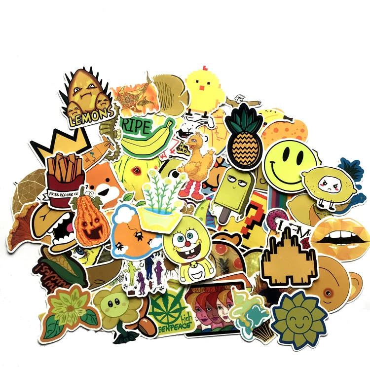 70 шт. модные летние светло-желтые ПВХ наклейки для девочек декор автомобиля