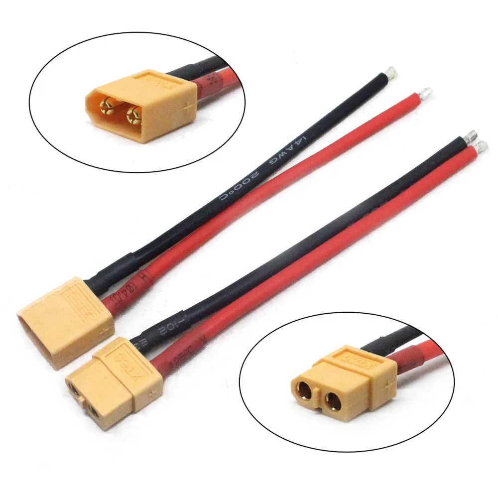 2pcs Of XT60 Battery Male Female Connector Plug with Silicon 14 AWG Wire Model airplane kids toys Juguetes Zabawki Brinquedos | Игрушки и