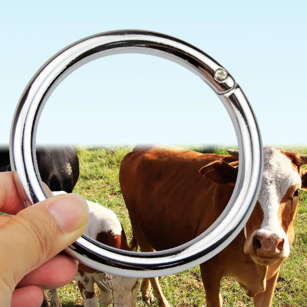 

Cow Nose Ring 3.9 Inch Bull Cow Cattle Bovine Nose Ring Stainless Steel Farm Animal Supplies