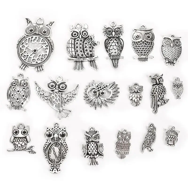

Mix Vintage Alloy Antique Silver animal charms Owl Elephant Turtle Dragonfly Bee Charm Pendants for Necklace DIY Jewelry Making