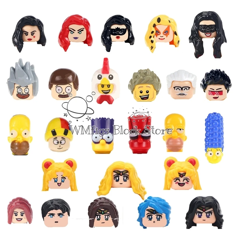 Animation Cartoon Dancer  anime Morty Rick Sailor Venus Mercury Jupiter Yoshi Head Fittings Building block toy Children