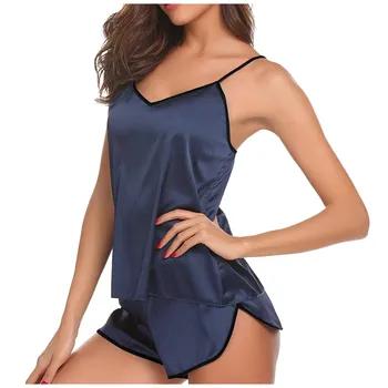 

Women's Sexy Underwear Satin Pajama Suspender Sleepcoat Shorts Lingerie Set Leisure fashion Sexy Comfortable 2020 new Trends