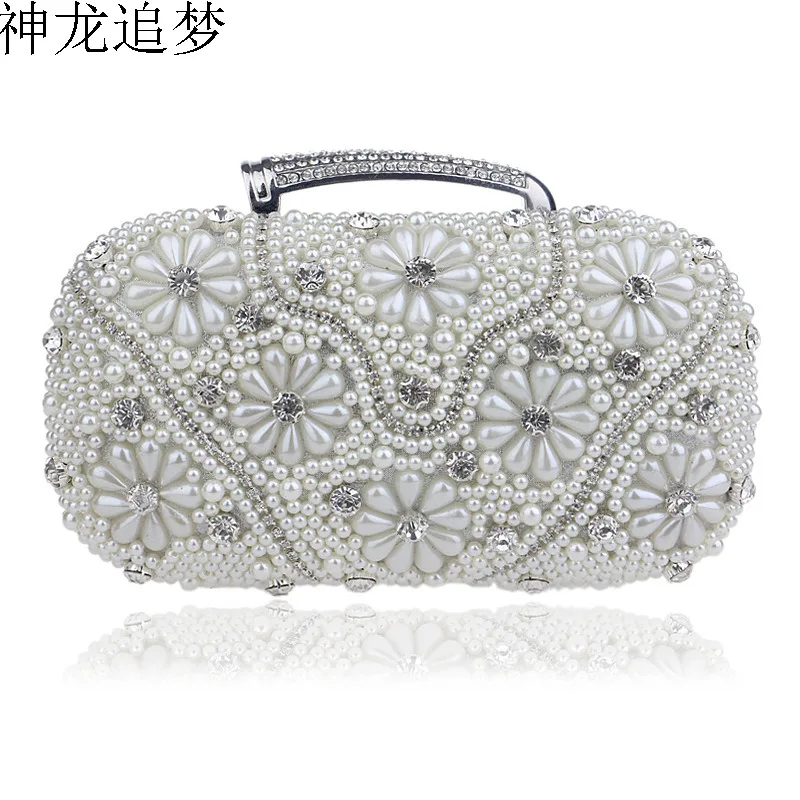 

Famous brand design evening bag New handmade pearl handbags luxury banquet clutch bag wedding bride bag shoulder bag small purse