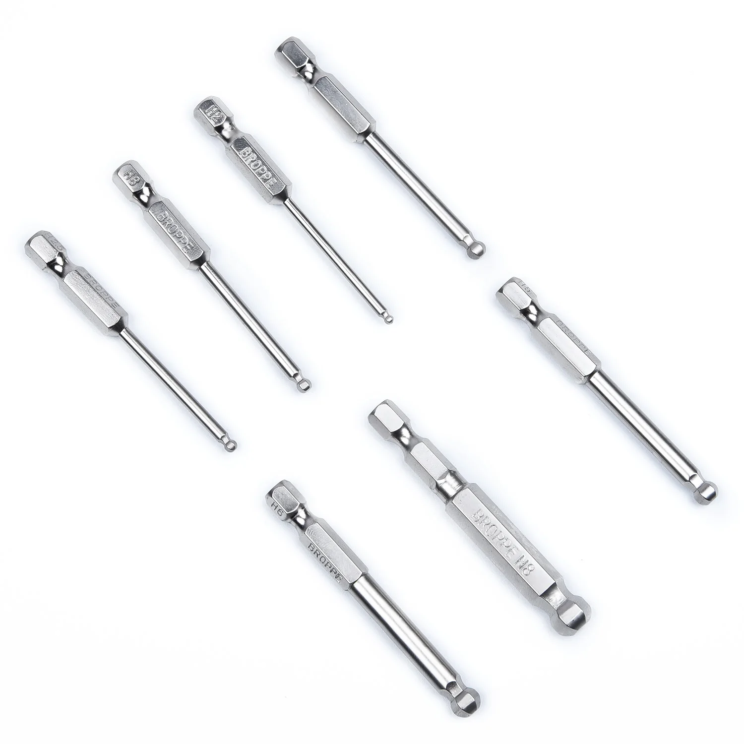 High Quality 7pcs Ball End Hex Screwdriver Bits Magnetic Metric S2 Steel Hexagon Head 65mm