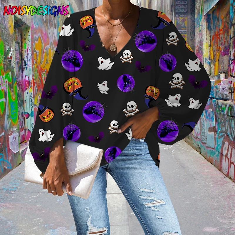 

Женская блузка с принтом и длинным рукавом, свободного покроя