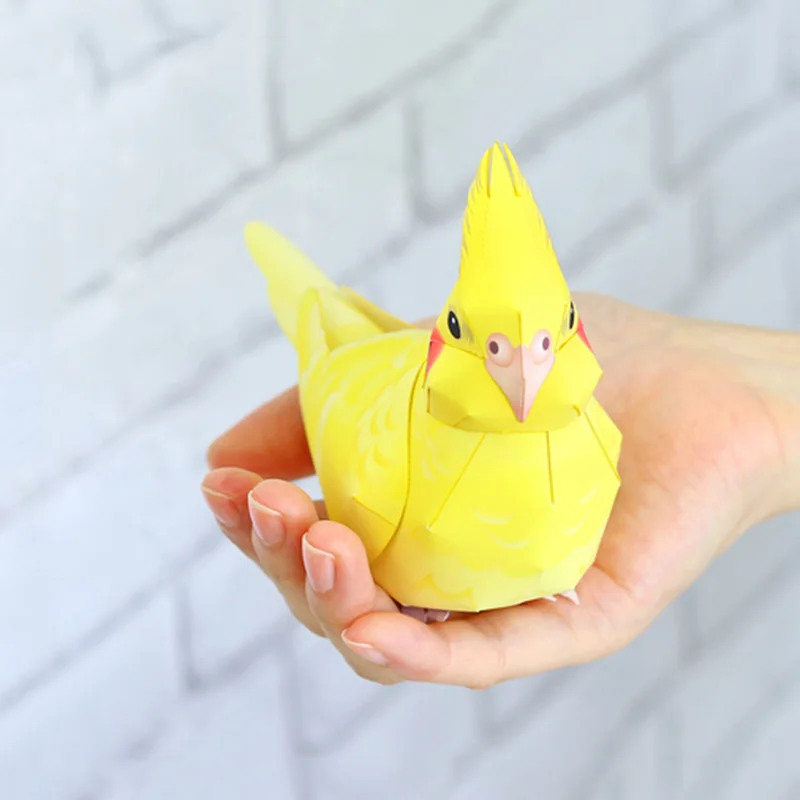 3D Paper Model Cockatiel Bird Parrot Origami