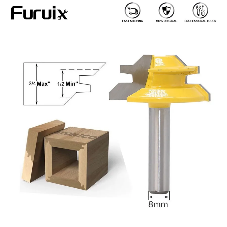 

45 Degree Tenon Cutter Lock Herringbone Planer Head 8Inch Handle Woodwork Tenon Milling Cutter Tool Drilling Cemented Carbide