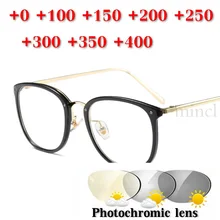 New Transition Sunglasses Photochromic Reading Glasses Men Women Presbyopia Eyewear Vintage Round Frame+1.0 To+4.0 NX