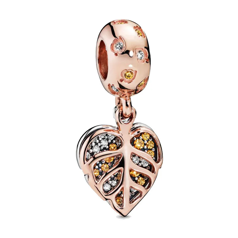 

2019 New Rose Sparkling Bead Pure 925 Sterling Silver Fit Original Pandora Bangle Jewelry Charms DIY Bracelet For Women Beads