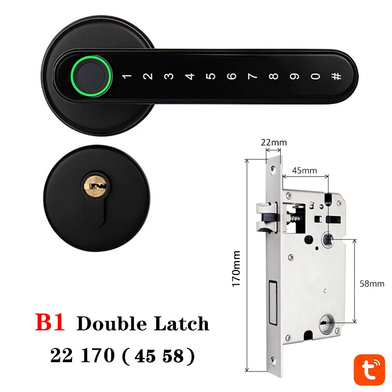 HAISUNY Tuya APP Bluetooth WiFi Indoor Smart Door Lock Biometric Fingerprint Lock Password Key Unlock Electronic Digital Lock 