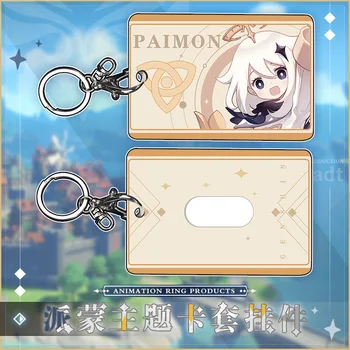 

Anime Genshin Impact Paimon Abs Student Id Bus Bank Card Holder Keychain Card Case Cover Box Pendant Keyring Decor Cosplay Gift